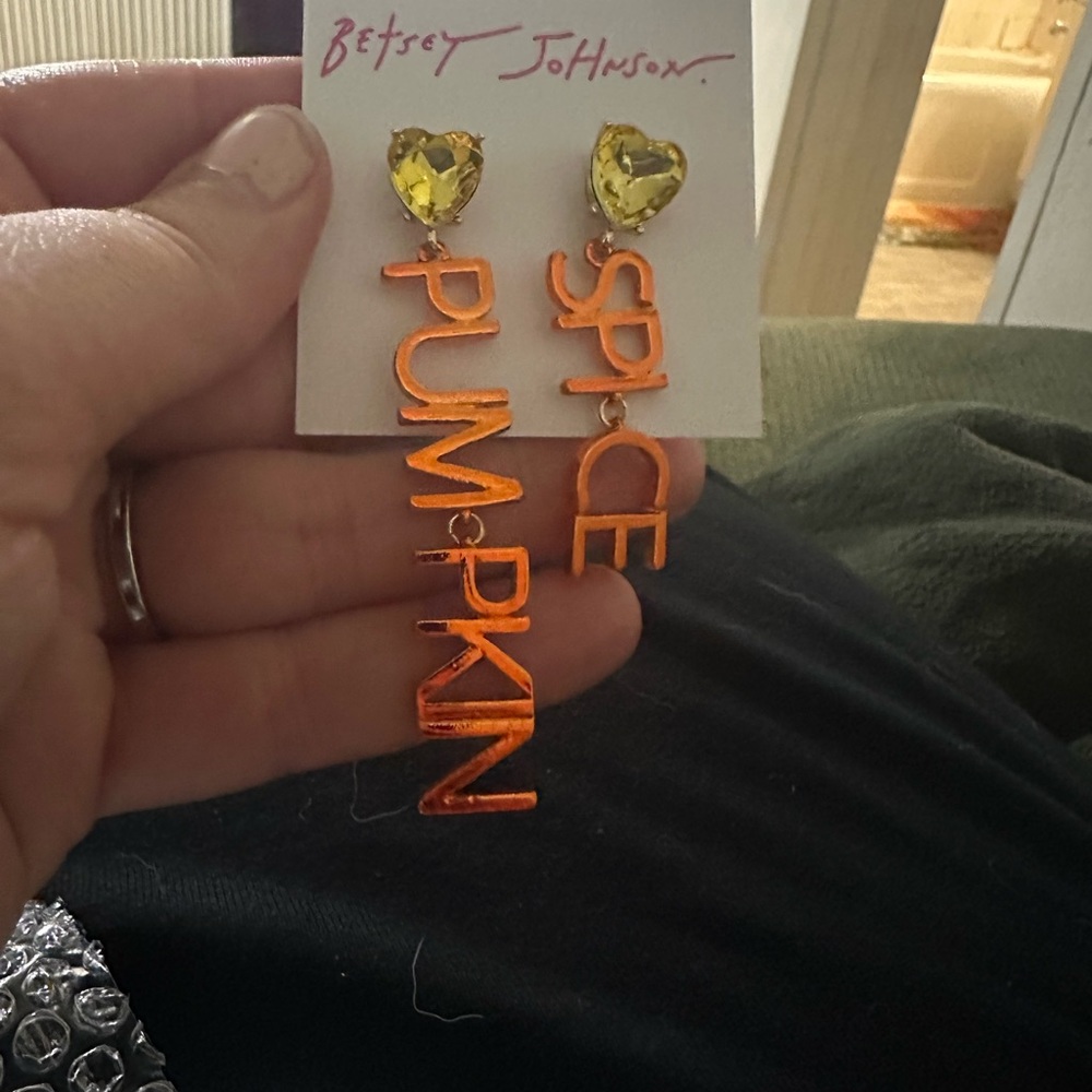Betsey Johnson Orange Spiral Earrings